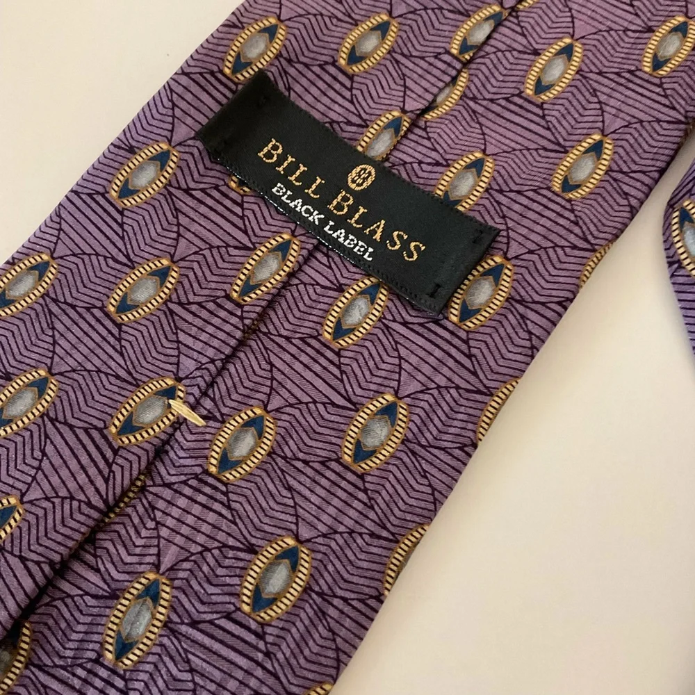 Vintage Bill Blass Black Label 100% Silk Purple Tie